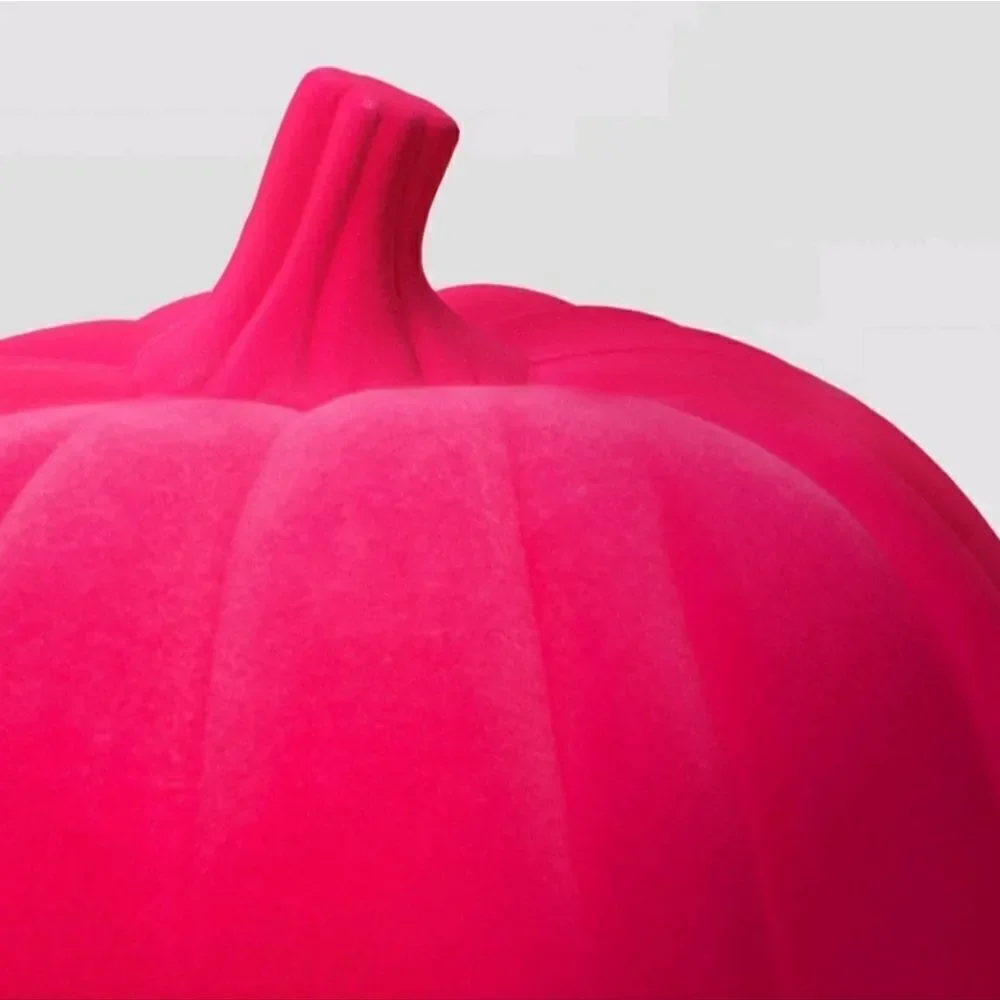 Neon Pink Plastic Halloween Flocked Decor Pumpkin from Hyde & EEK! Boutique